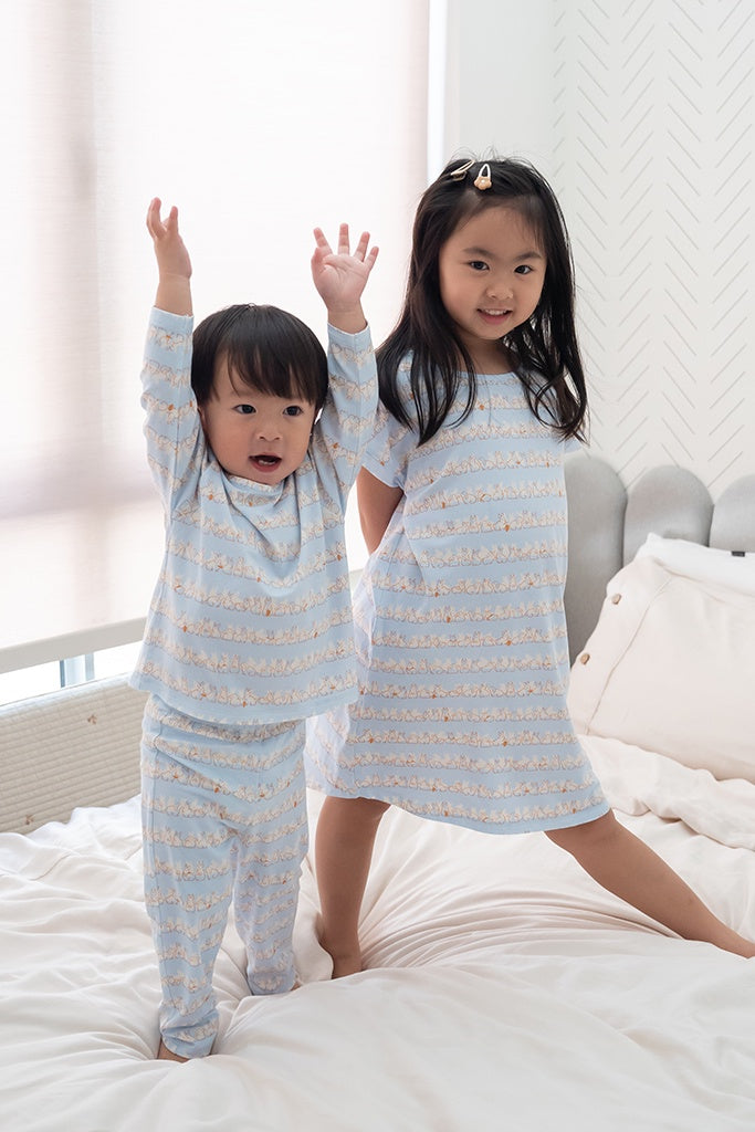 Girls' Nightgown Bunnies In A Row | Premium Bamboo Cotton Family Pyjamas | The Elly Store Singapore