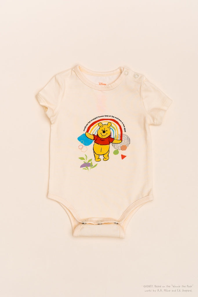 Short-Sleeve Onesie - Yellow Rainbow Pooh | Disney x elly | The Elly Store Singapore