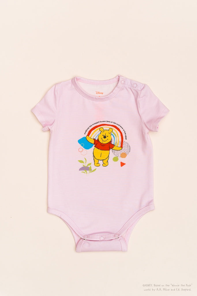 Short-Sleeve Onesie - Pink Rainbow Pooh | Disney x elly | The Elly Store Singapore