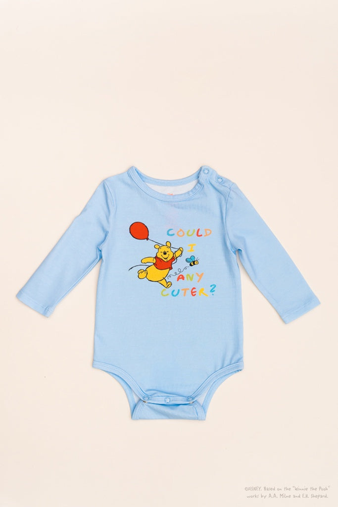 Long-Sleeve Onesie - Blue Busy Bee Pooh | Disney x elly | The Elly Store Singapore