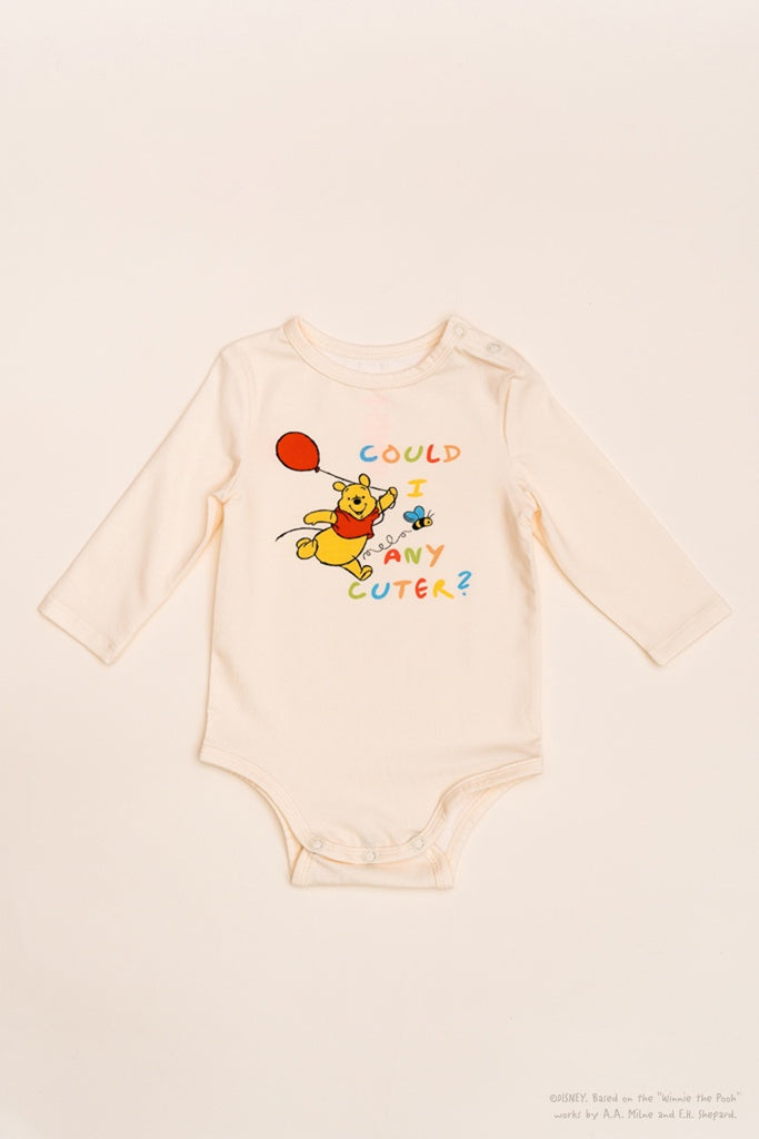 Long-Sleeve Onesie - Cream Busy Bee Pooh | Disney x elly | The Elly Store Singapore