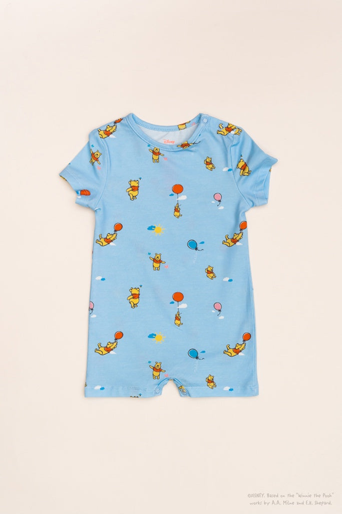 Short-Sleeve Romper - Blue Balloon Pooh | Disney x elly | The Elly Store Singapore