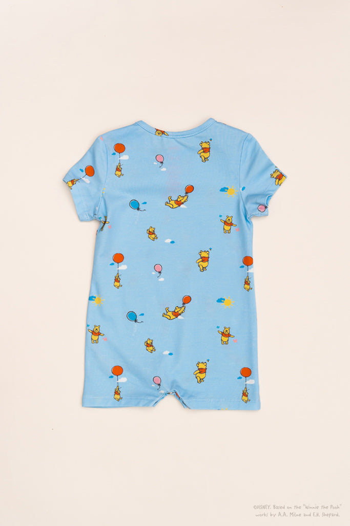 Short-Sleeve Romper - Blue Balloon Pooh | Disney x elly | The Elly Store Singapore