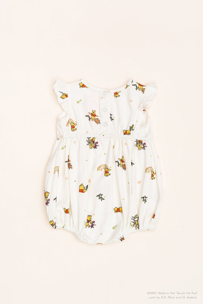 Ayla Onesie - White Rainbow Pooh | Disney x elly Baby Clothing | The Elly Store Singapore