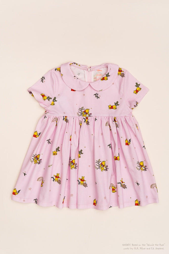 Clara Dress - Pink Rainbow Pooh | Disney x elly Baby Clothing | The Elly Store Singapore