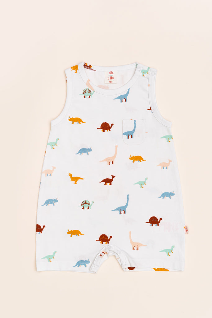 Sleeveless Romper - Dino | GOTS-certified Organic Cotton | The Elly Store Singapore