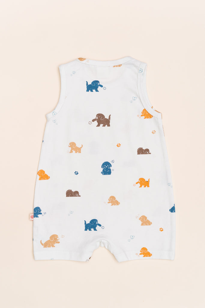 Sleeveless Romper - Maltese Puppy | GOTS-certified Organic Cotton | The Elly Store Singapore The Elly Store