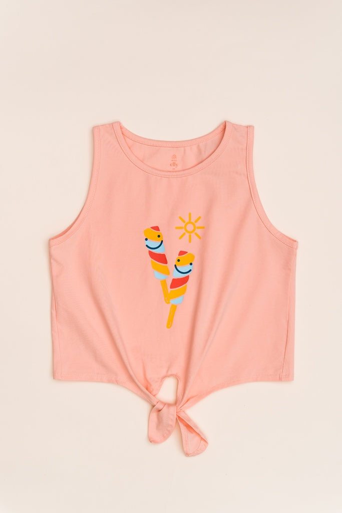 Tie Front Top - Pink Popsicle | Girls Tops | The Elly Store Singapore