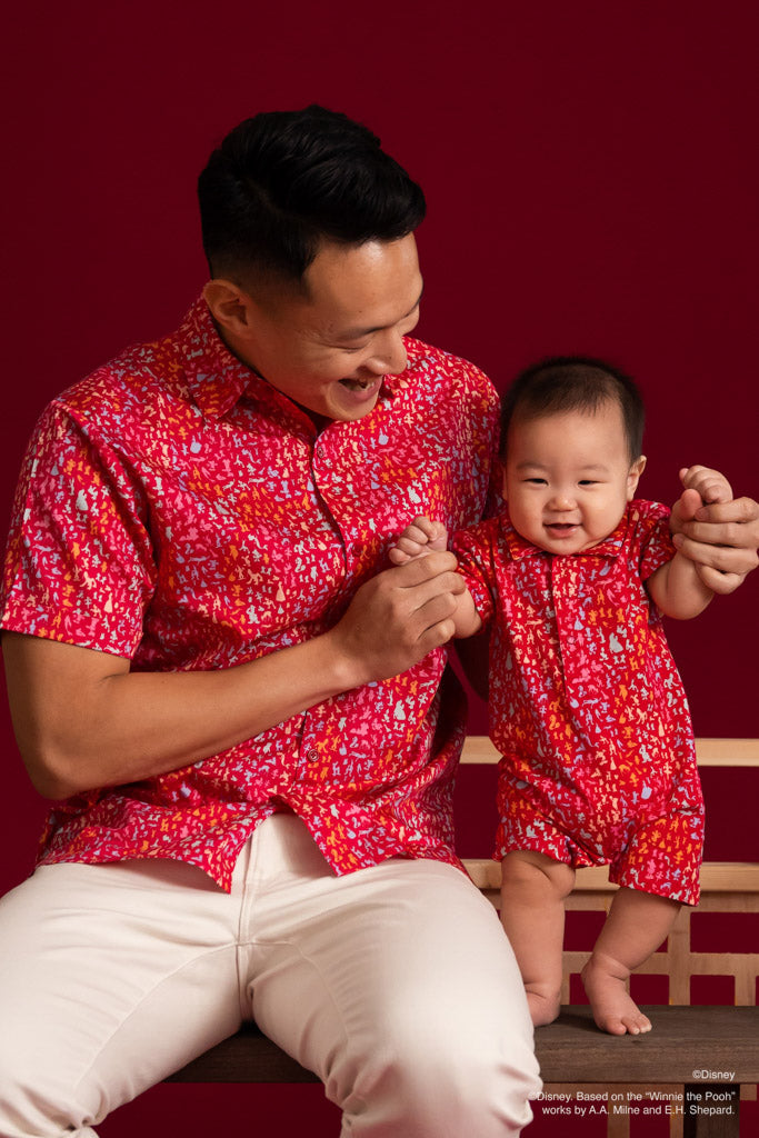 Disney100 Men's Shirt - Red Confetti | Disney x elly Chinese New Year 2023 | The Elly Store Singapore