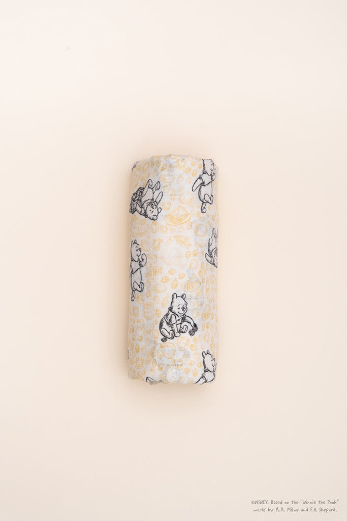 Disney x elly Organic Cotton Swaddle - Yellow Hunny Pooh | Baby Essentials at The Elly Store Singapore