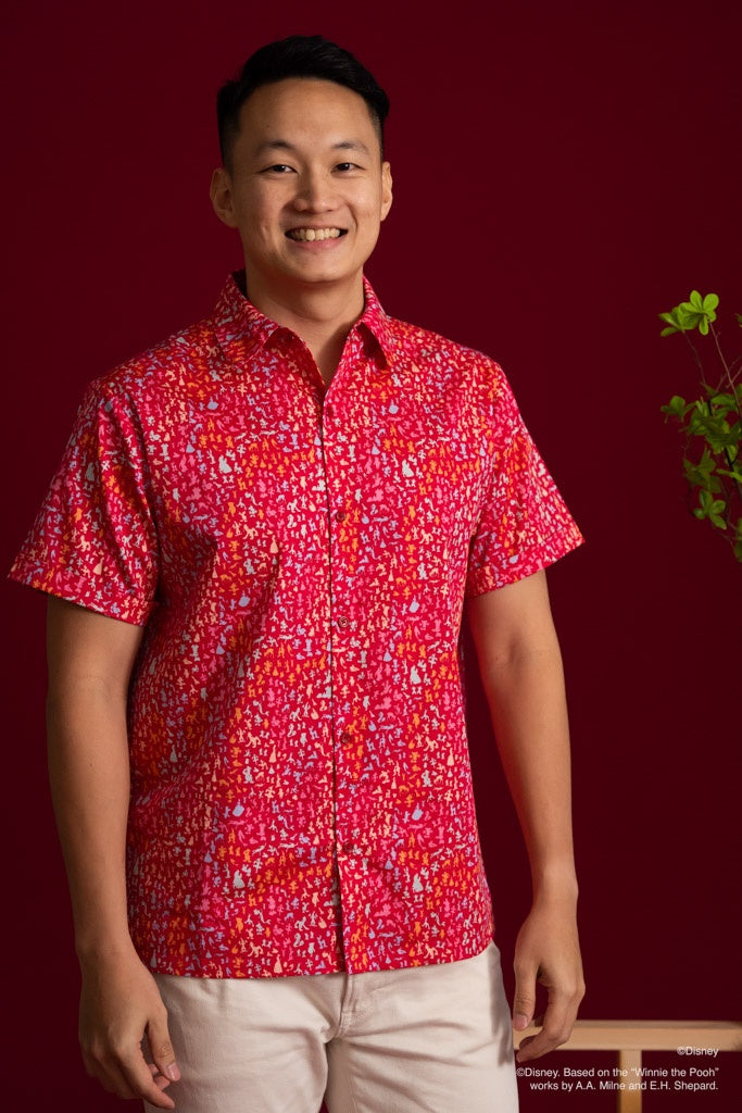 Disney100 Men&#39;s Shirt - Red Confetti | Disney x elly Chinese New Year 2023 | The Elly Store Singapore