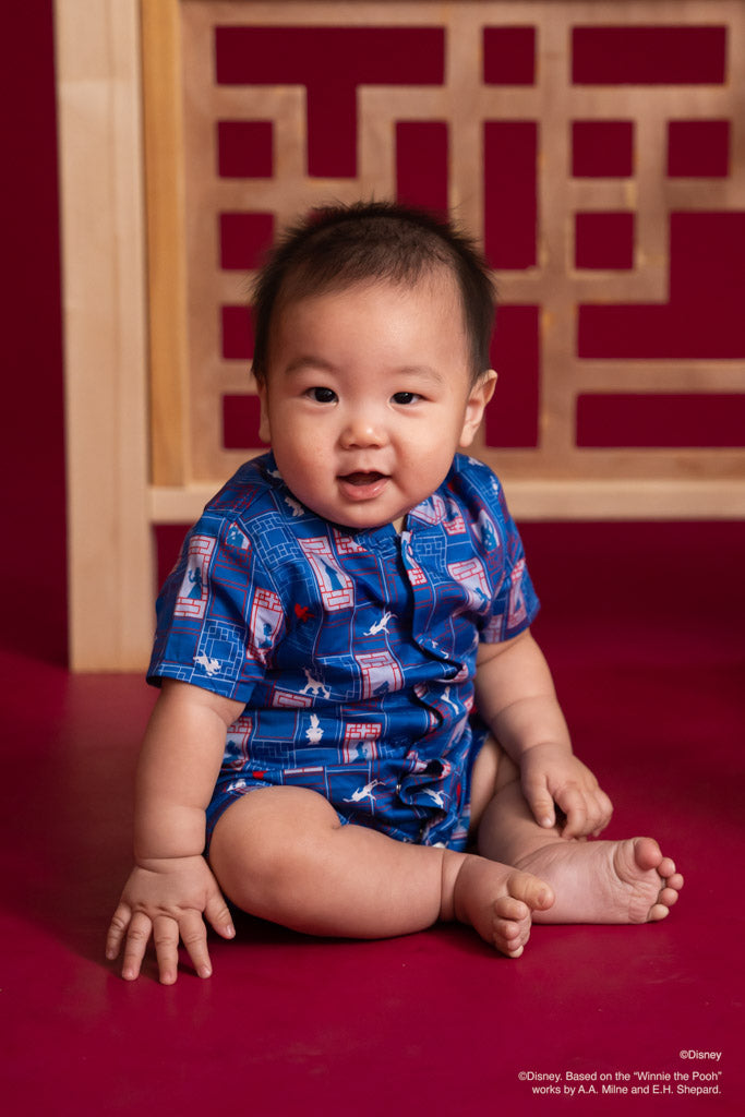 Disney100 Mandarin-collared Romper - Blue Doors | Disney x elly Chinese New Year 2023 | The Elly Store Singapore