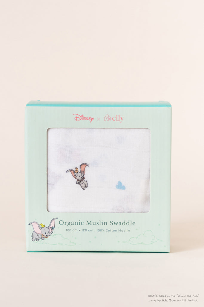 Disney x elly Organic Cotton Swaddle - Cloud Dumbo | Ideal for Newborn Baby Gifts | The Elly Store Singapore