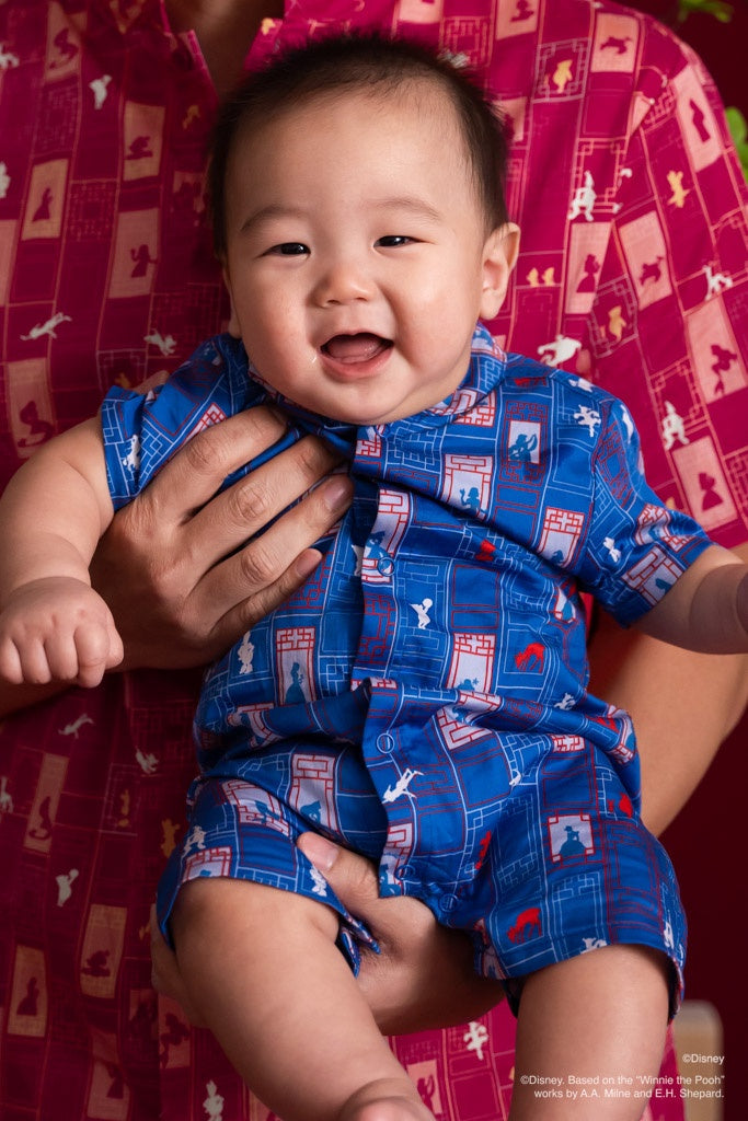 Disney100 Mandarin-collared Romper - Blue Doors | Disney x elly Chinese New Year 2023 | The Elly Store Singapore