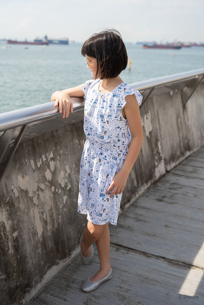 Flutter Romper - Blue Road Trip Mickey | Disney x elly Home 2022 | The Elly Store Singapore