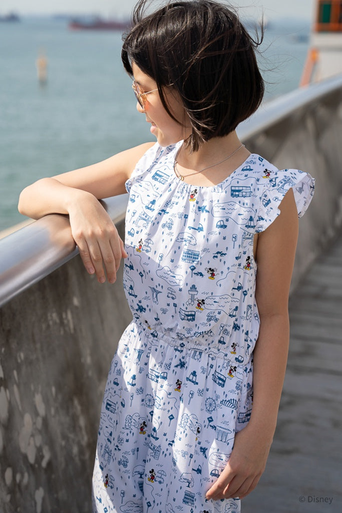 Flutter Romper - Blue Road Trip Mickey | Disney x elly Home 2022 | The Elly Store Singapore