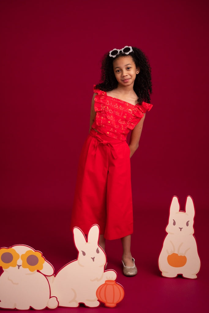 Nicole Top - Red Bunnies In A Row | CNY2023 Family Twinning Set | The Elly Store Singapore