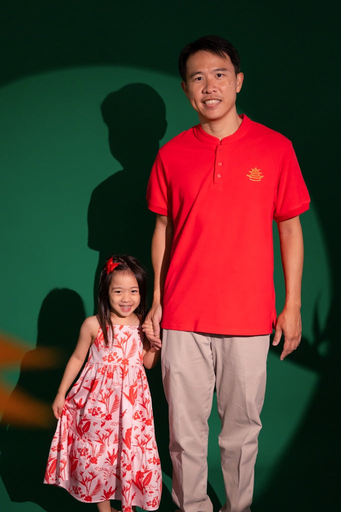 Men's Polo Tee - Rose Pagoda | CNY2023 Family Twinning Set | The Elly Store Singapore