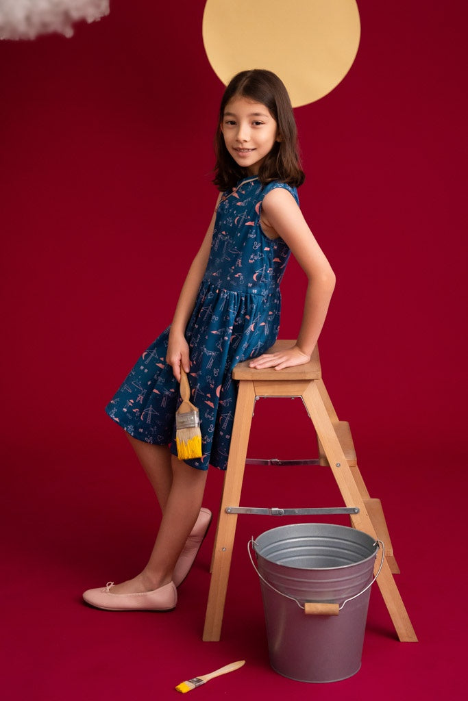 Luna Cheongsam - Blue Nightfall Bunnies | CNY2023 Girls | The Elly Store Singapore