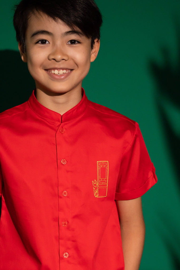 Mandarin-collared Shirt - Red Door | CNY2023 Family Twinning Set | The Elly Store Singapore