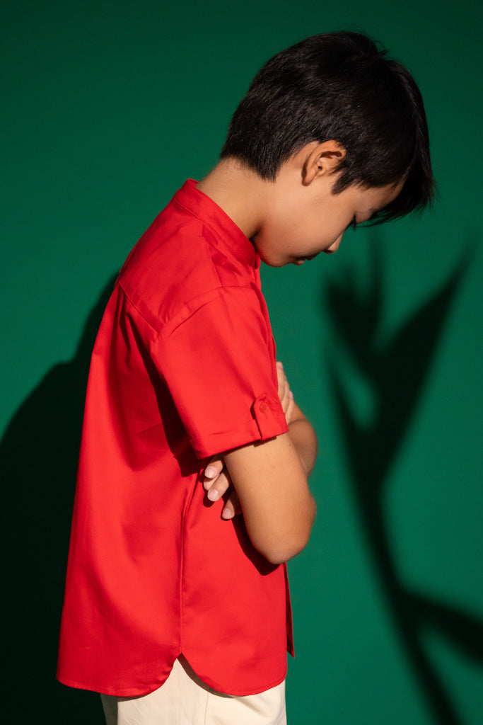 Mandarin-collared Shirt - Red Door | CNY2023 Family Twinning Set | The Elly Store Singapore