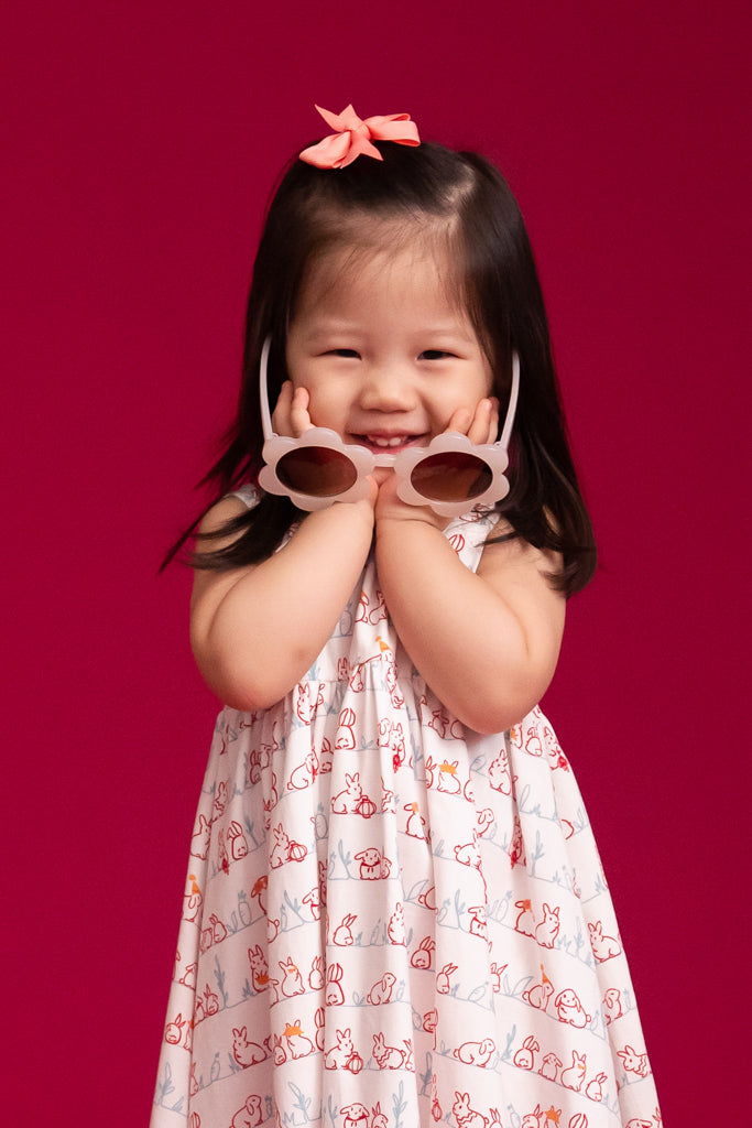 Jersey Flare Cheongsam - White Bunnies In A Row | Disney x elly Chinese New Year 2023 | The Elly Store Singapore