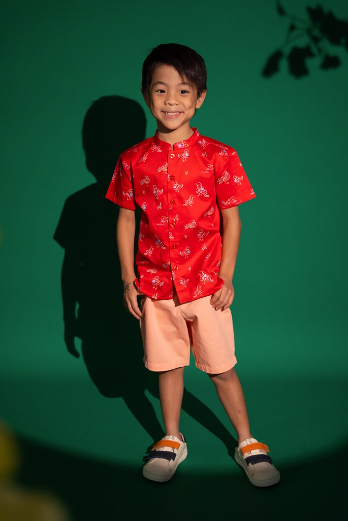 Charlie Shorts - Peach | Boys' Bottoms | The Elly Store Singapore