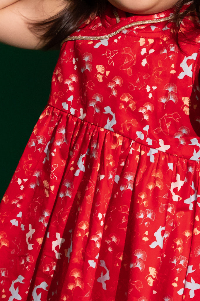 Flare Cheongsam - Red Gingkoi | Chinese New Year 2023 | The Elly Store Singapore