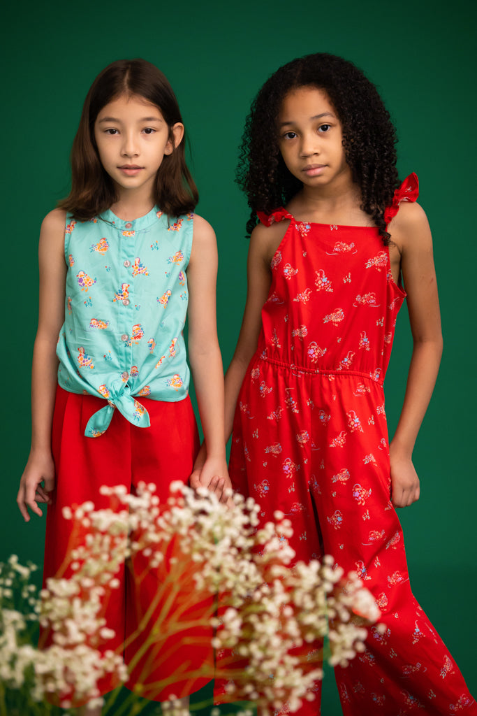 Amelia Top - Turquoise Mandarin Ducks | Chinese New Year 2023 Tween Styles | The Elly Store Singapore