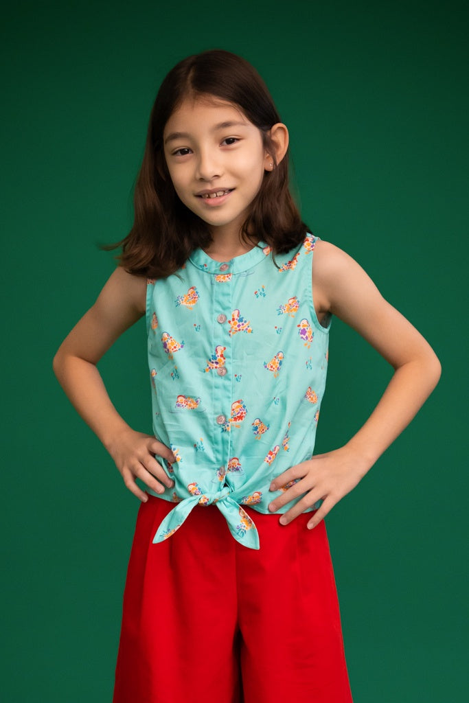 Amelia Top - Turquoise Mandarin Ducks | Chinese New Year 2023 Tween Styles | The Elly Store Singapore