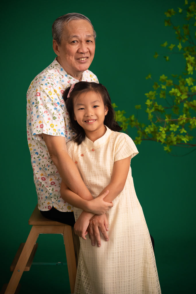 Men's Mandarin-collared Shirt - Peranakan Flowers | CNY2023 Family Twinning Set | The Elly Store Singapore