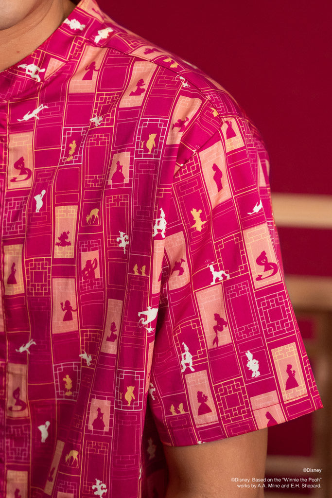 Disney100 Mens Mandarin-collared Shirt - Red Doors | Disney x elly Chinese New Year 2023 | The Elly Store Singapore