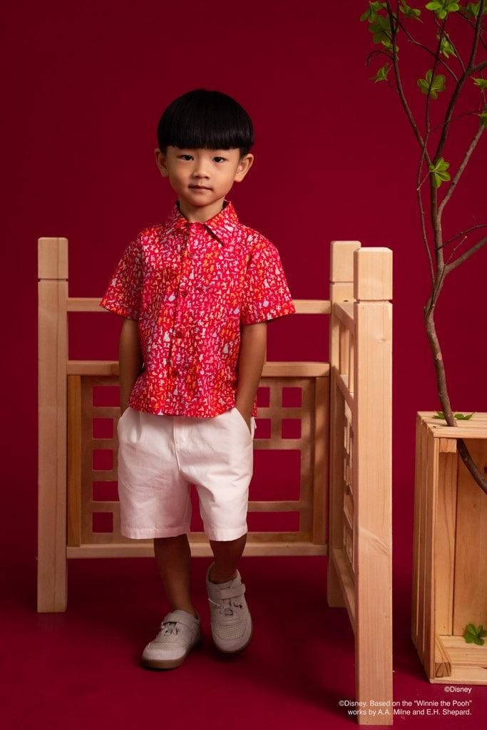 Disney100 Little Man Shirt - Red Confetti | Disney x elly Chinese New Year 2023 | The Elly Store Singapore