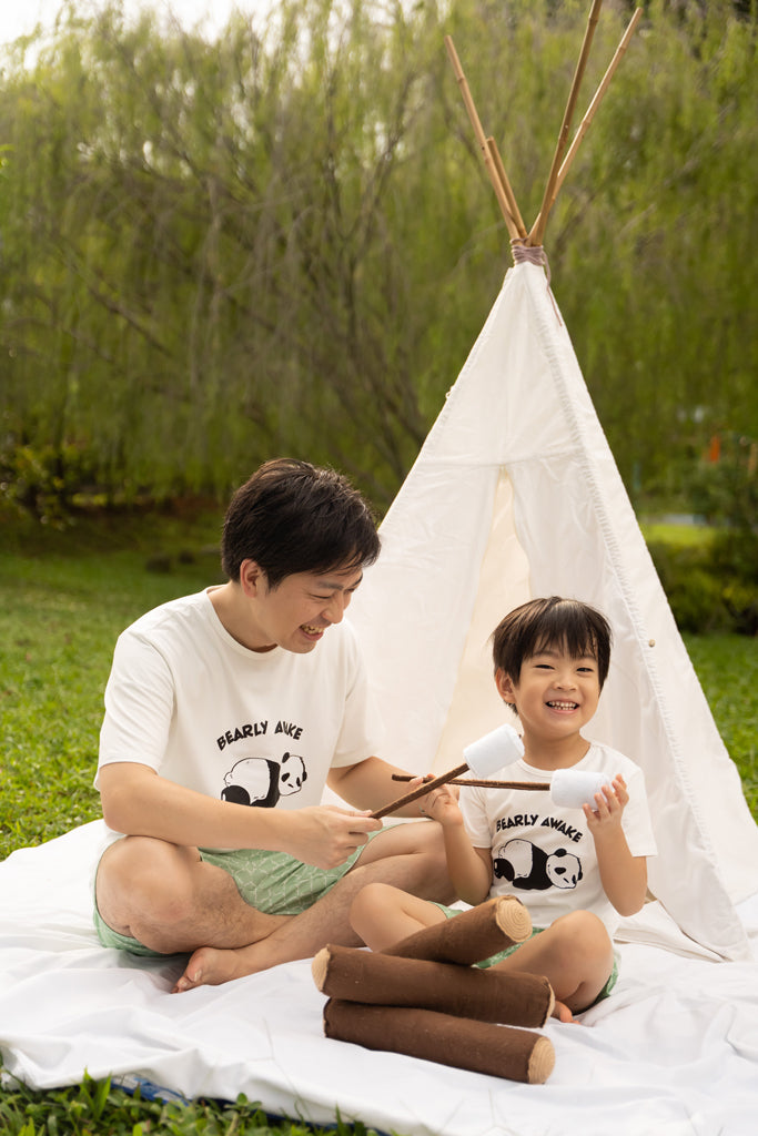 Short-Sleeve Pyjamas Set - Bearly Awake | Premium Bamboo Cotton Family Pyjamas | The Elly Store Singapore
