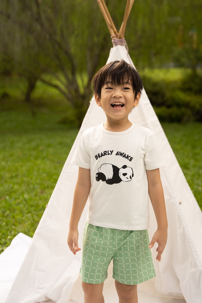 Short-Sleeve Pyjamas Set - Bearly Awake | Premium Bamboo Cotton Family Pyjamas | The Elly Store Singapore