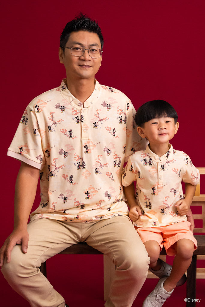 Men&#39;s Polo Tee - Pagoda Mickey | CNY2023 Family Twinning Set | The Elly Store Singapore