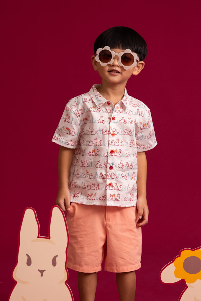 Charlie Shorts - Peach | Boys&#39; Bottoms | The Elly Store Singapore