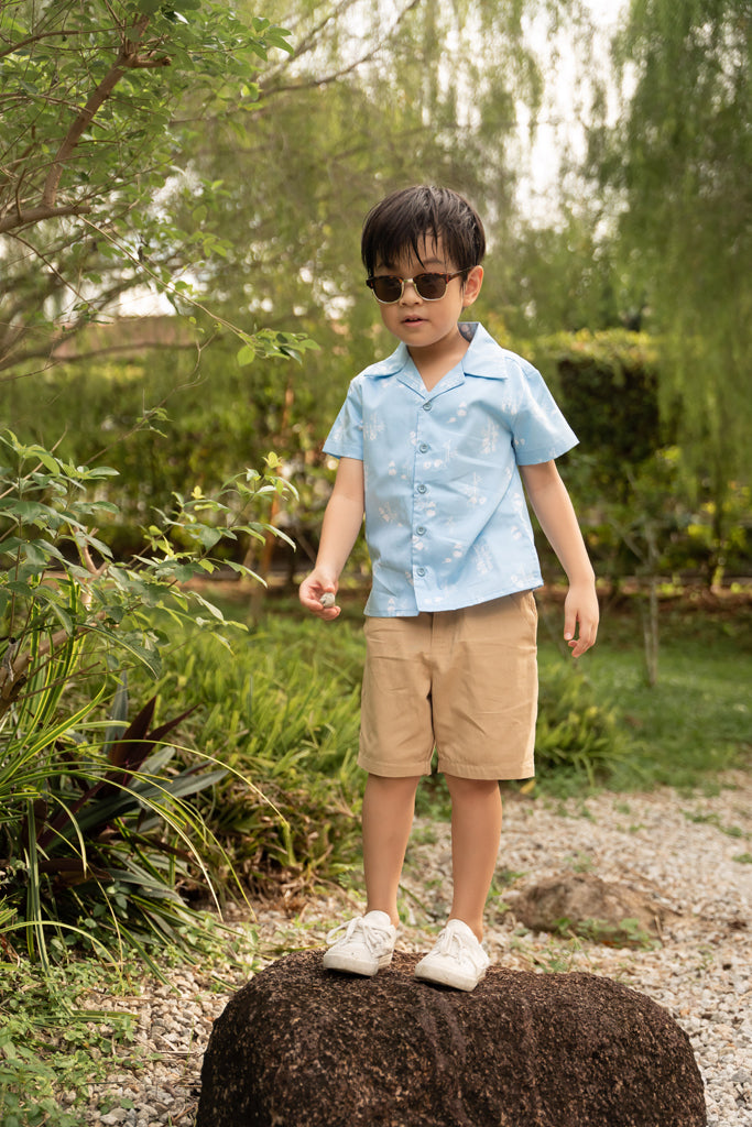 Hawaiian Shirt - Blue Bamboo Pandas | Boys' Shirts | The Elly Store Singapore