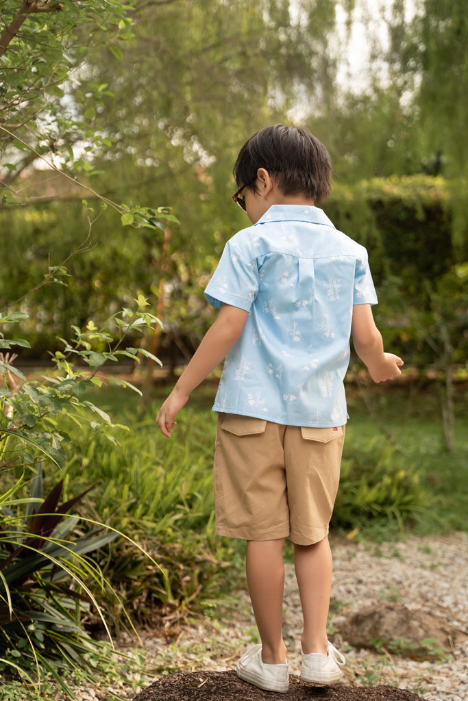 Hawaiian Shirt - Blue Bamboo Pandas | Boys' Shirts | The Elly Store Singapore