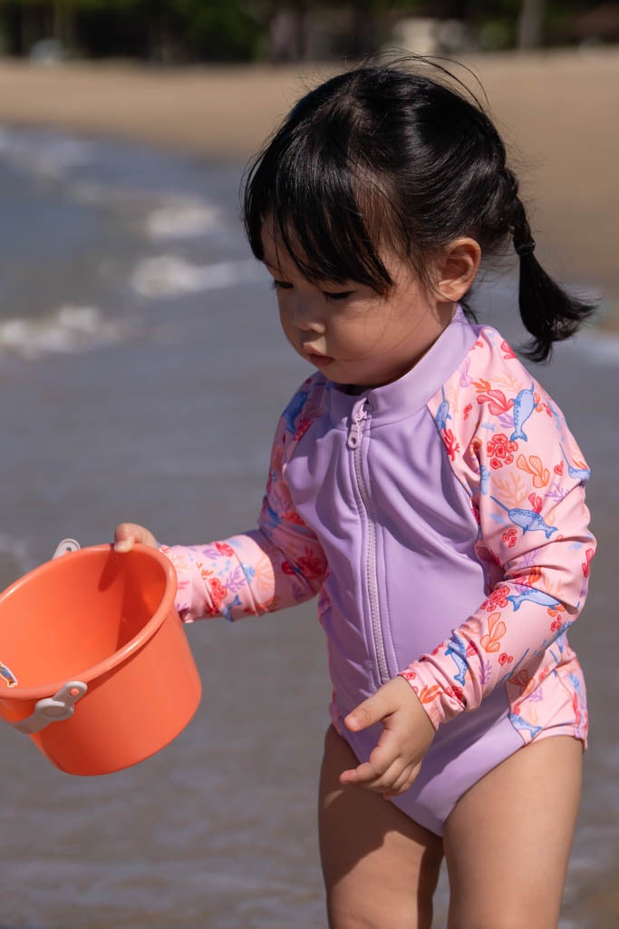 Girls Long-Sleeve Rash Swimsuit Narwhals