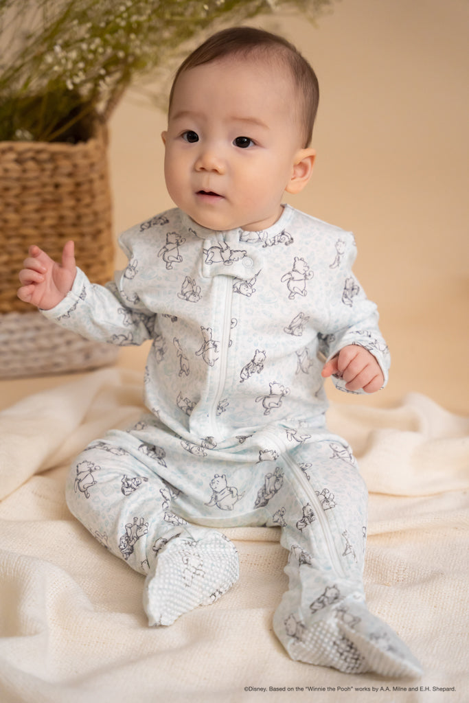 Disney x elly Sleepsuit - Blue Hunny Pooh | Premium Bamboo Cotton | The Elly Store Singapore