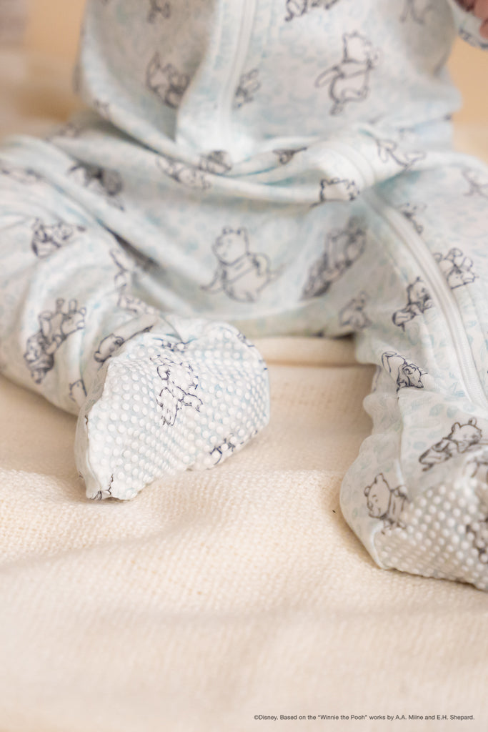 Disney x elly Sleepsuit - Blue Hunny Pooh | Premium Bamboo Cotton | The Elly Store Singapore