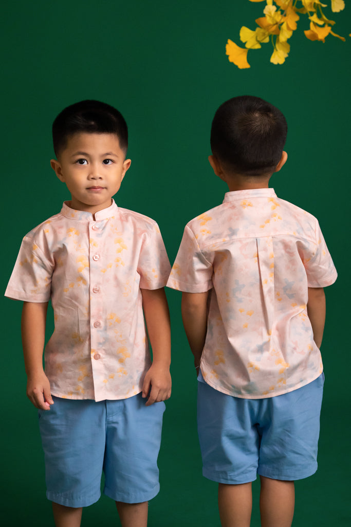 Mandarin-collared Shirt - Pink Gingkoi | CNY2023 Family Twinning Set | The Elly Store Singapore The Elly Store
