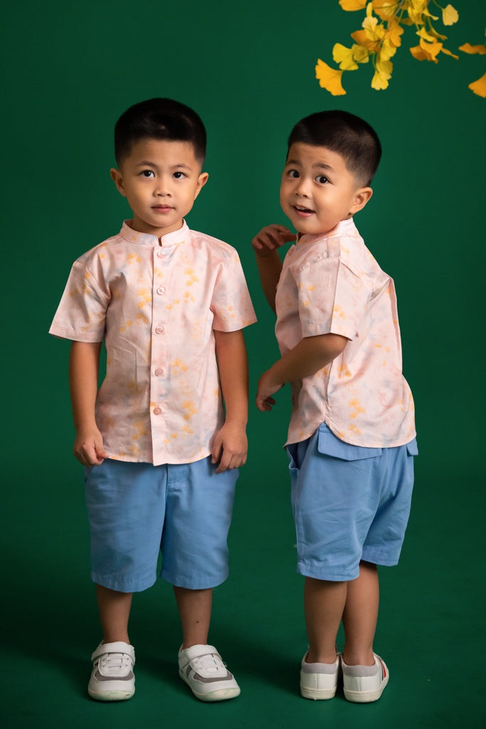 Mandarin-collared Shirt - Pink Gingkoi | CNY2023 Family Twinning Set | The Elly Store Singapore