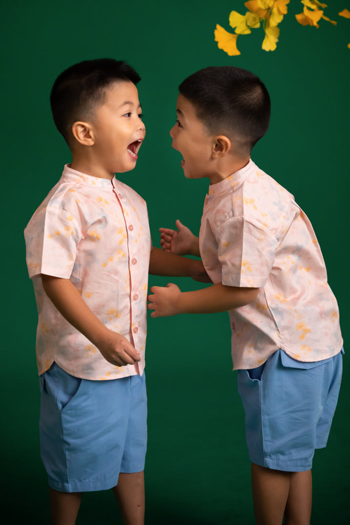 Mandarin-collared Shirt - Pink Gingkoi | CNY2023 Family Twinning Set | The Elly Store Singapore