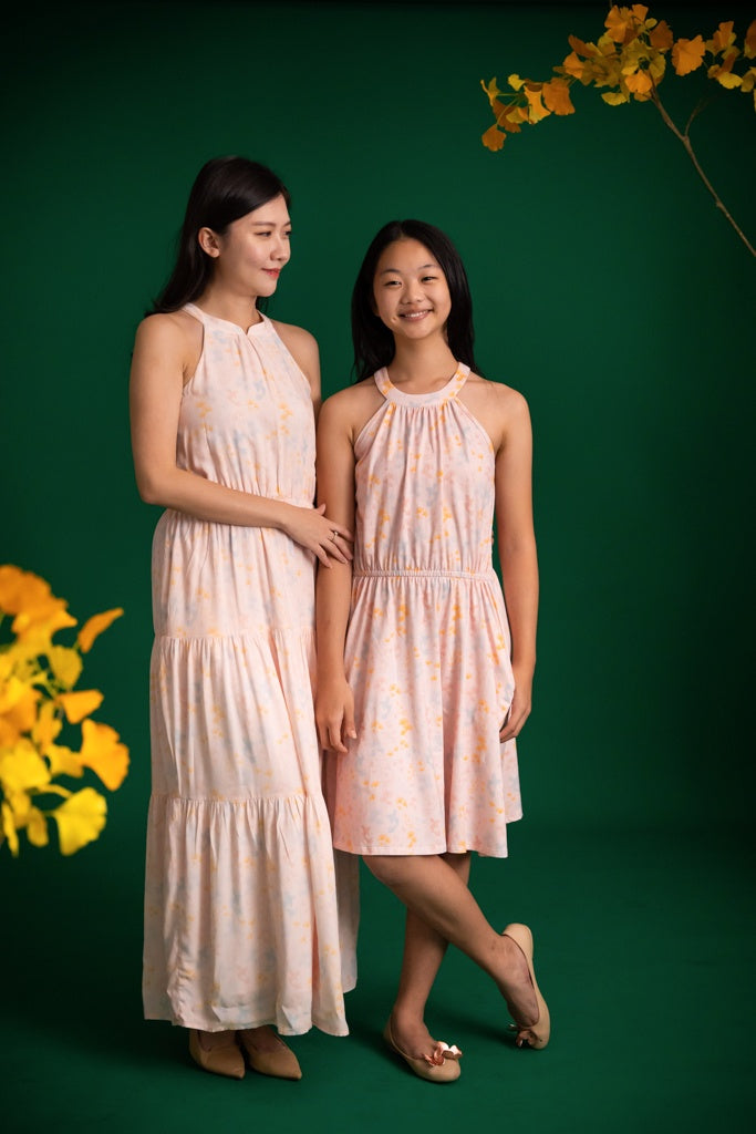 Ladies Halter Dress - Pink Gingkoi | CNY2023 Twinning Family Sets | The Elly Store Singapore