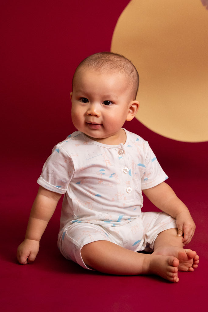 Kai Romper - White Nightfall Bunnies | Baby Clothing | The Elly Store Singapore