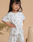Short-Sleeve Pyjamas Set - Blue Hunny Pooh | Disney x elly Family Pyjamas | The Elly Store Singapore