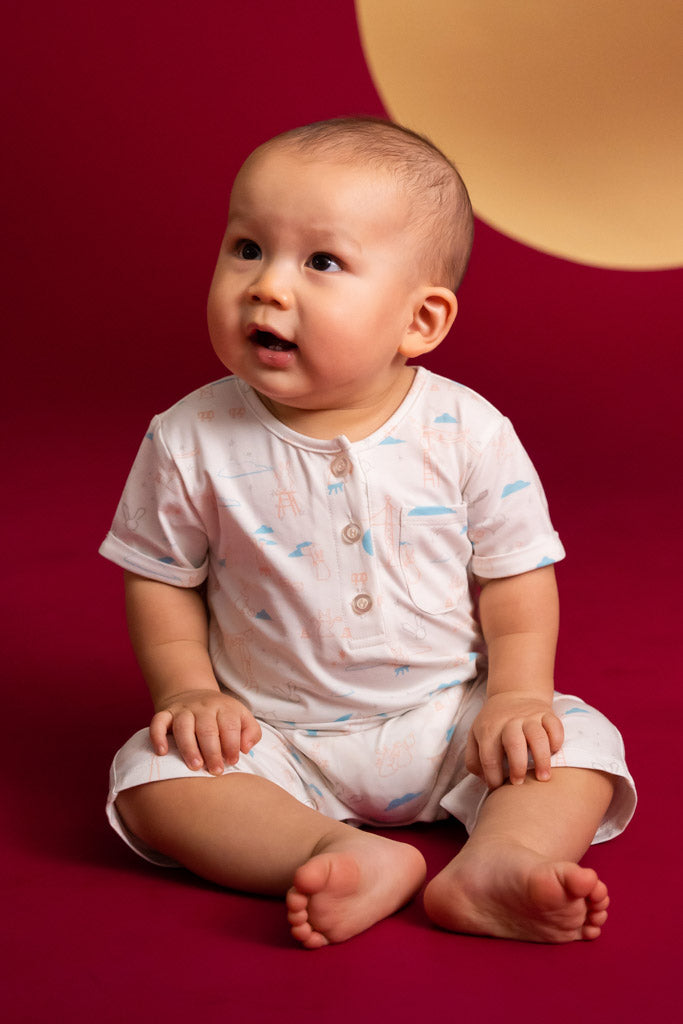 Kai Romper - White Nightfall Bunnies | Baby Clothing | The Elly Store Singapore