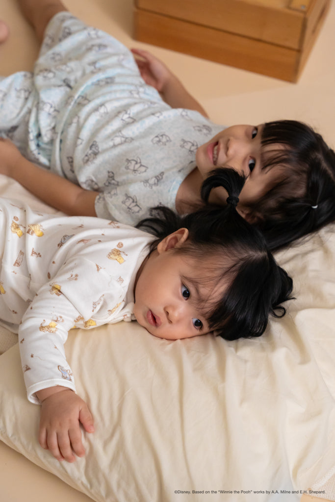 Short-Sleeve Pyjamas Set - Blue Hunny Pooh | Disney x elly Family Pyjamas | The Elly Store Singapore